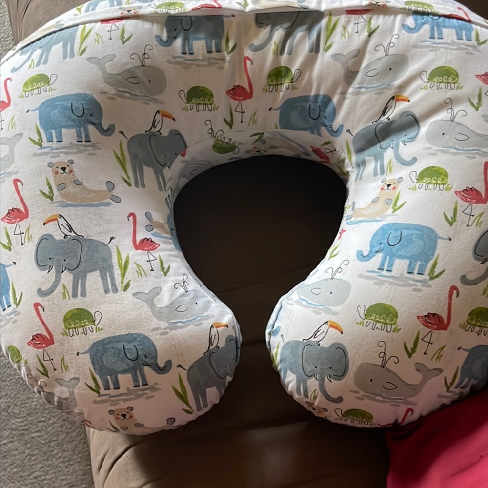 Boppy Nursing Pillow with Elephant and Flamingo Print